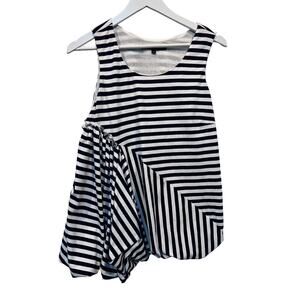 MARC BY MARC JACOBS Top Womens Large Blue White Stripe Sleeveless Blouson Tank